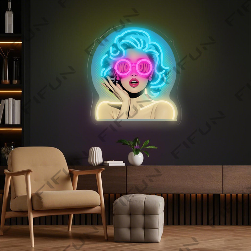 WOW Curl Girl Neon Sign UV Pri - Commercial Uv Printing 评论和价格